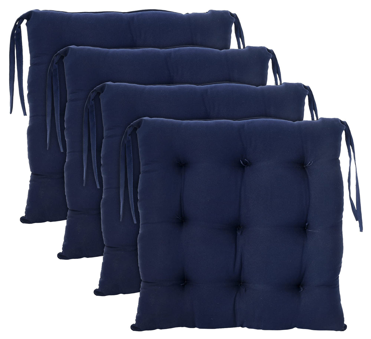 Kuber Industries Microfiber Chair Pad|Chair Cushion Pad for Office, Home|Sitting Cushion|Seat Cushion for Chair|Pack of 4 (Navy Blue)