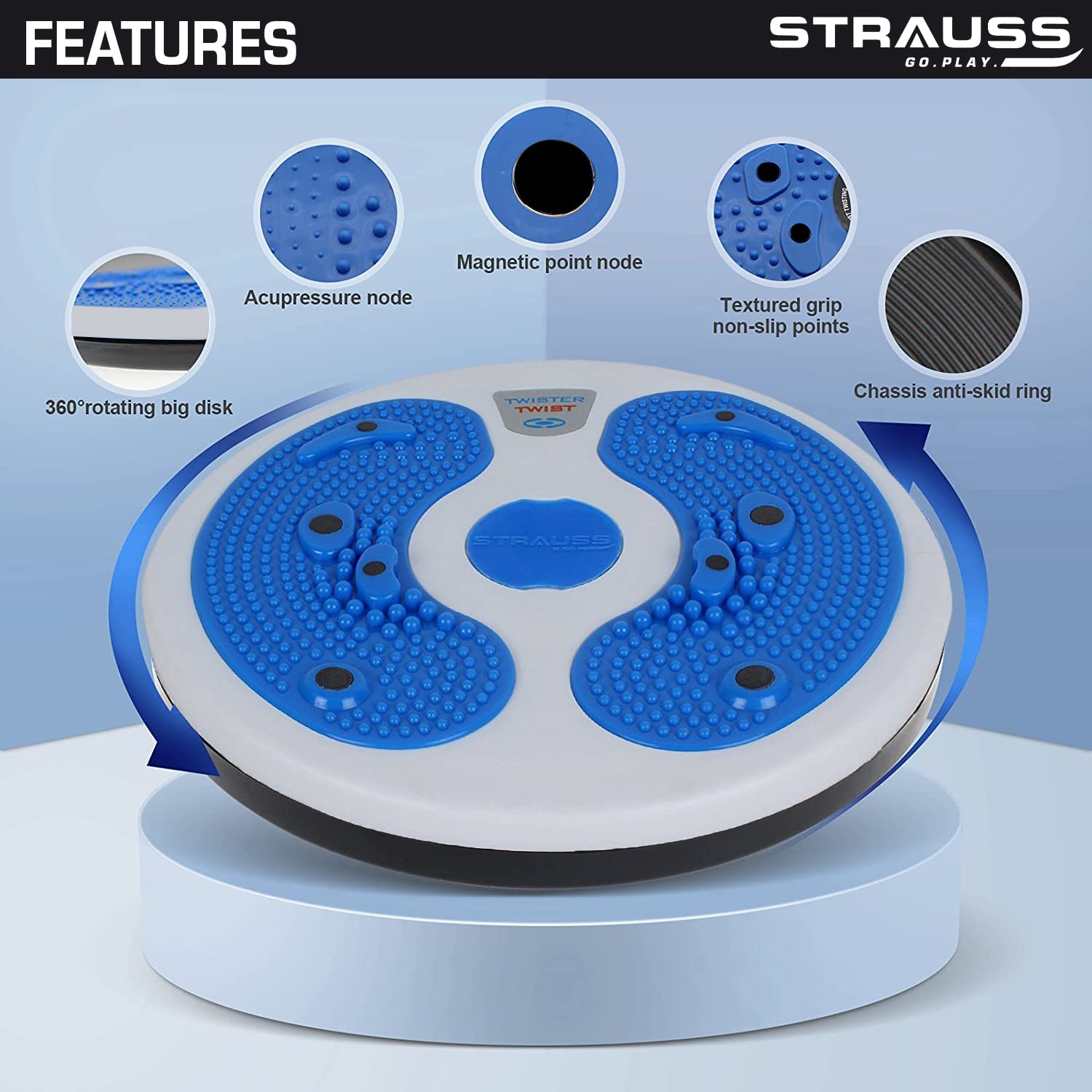Strauss Tummy Twister, (White/Blue)
