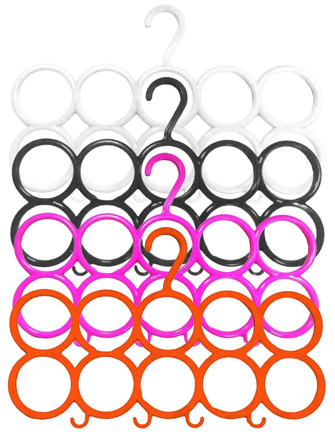 Kuber Industries 10-Circle Plastic 4 Pieces Ring Hanger for Scarf, Shawl, Tie, Belt, Closet Accessory Wardrobe Organizer (Multicolour) - CTKTC030759