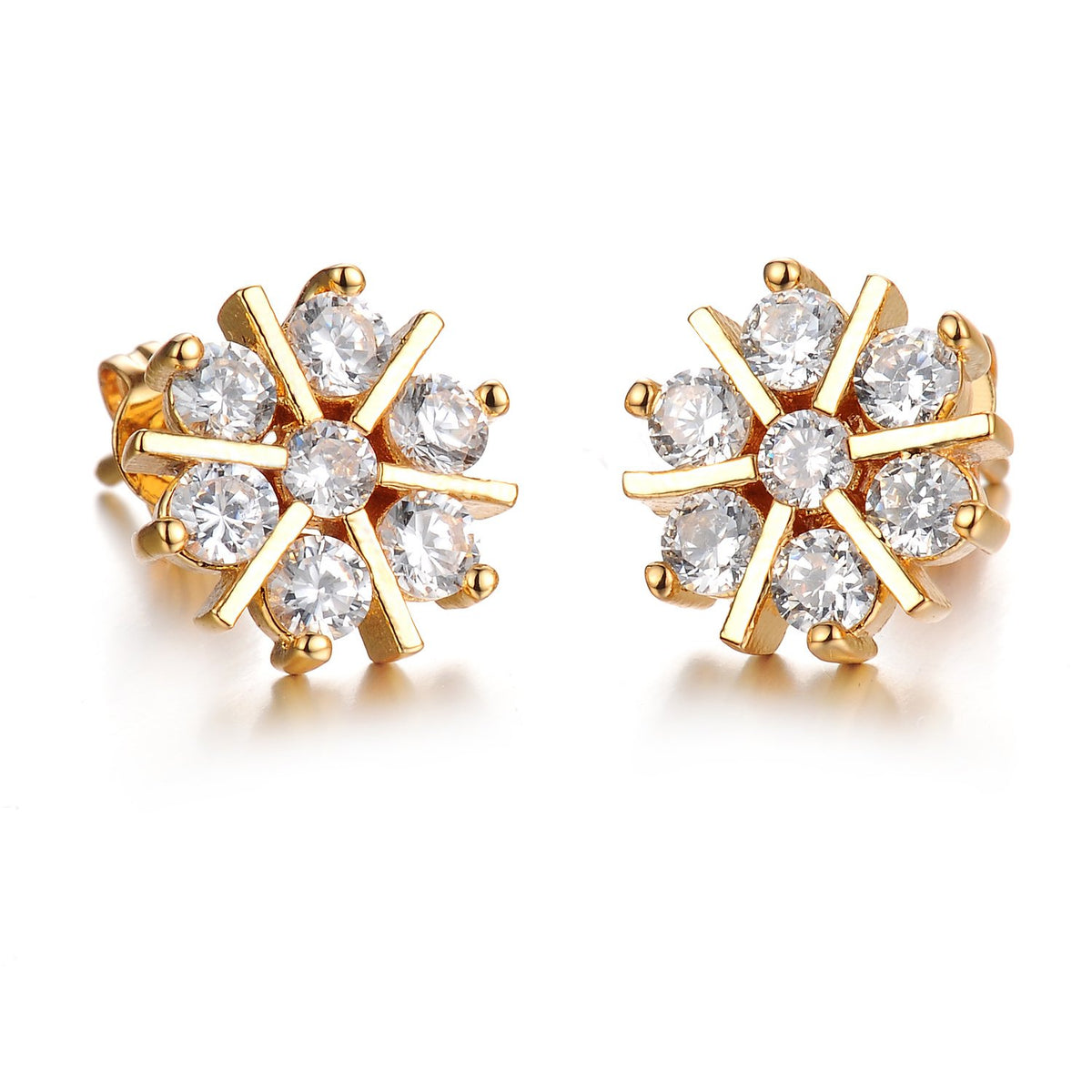 Maddy Space Fancy White Crystal Stone Mirror Gola Earrings