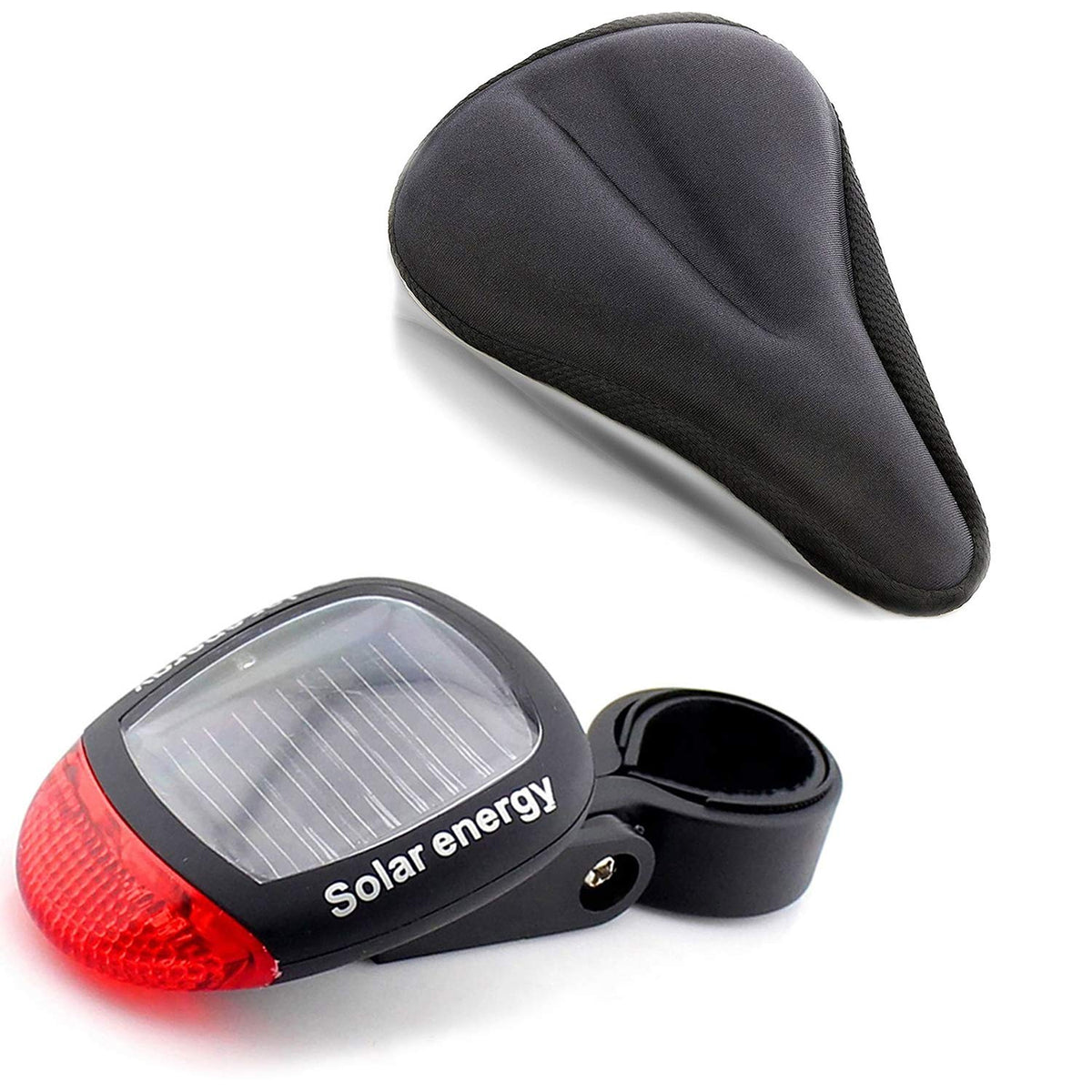 Strauss Gel Seat Cover (Black) and Bicycle Solar Tail Light