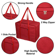 Kuber Industries Moisture Proof Wardrobe Organizer Storage Bag For Clothes With Zipper Closure and Handle (Red)-HS43KUBMART26641, L (polyester, pack of 1)