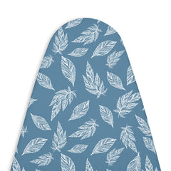 Encasa Homes Ironing Board Cover with 3mm Thick Felt Pad for Steam Press (Fits Standard Medium Boards of 112x34 cm) Heat Reflective, Scorch & Stain Resistant, Printed - Big Leaves Blue