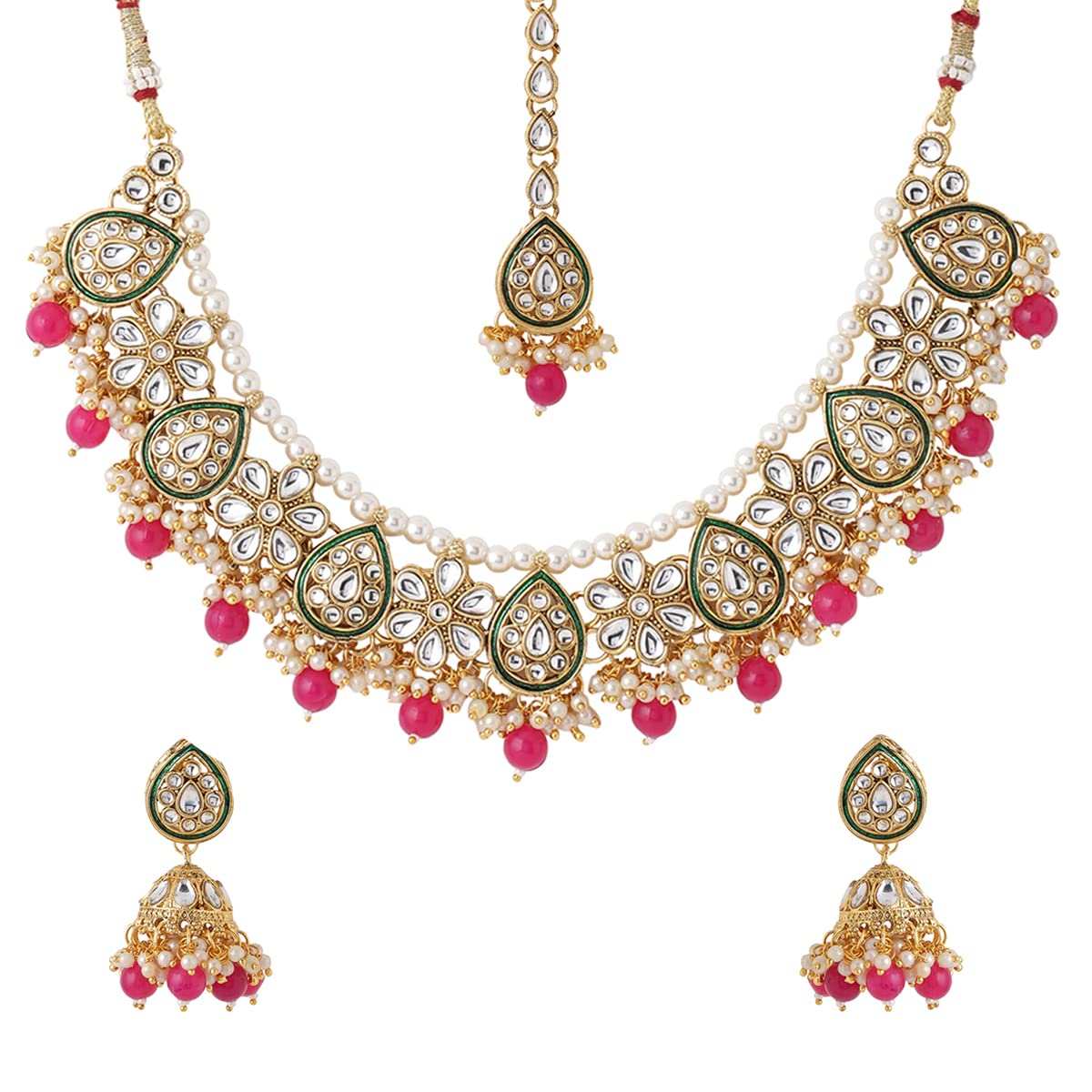 Yellow Chimes Jewellery Set for Women and Girls Traditional Kundan Necklace Set Gold Plated Kundan Choker Necklace Set | Birthday Gift for girls and women Anniversary Gift for Wife