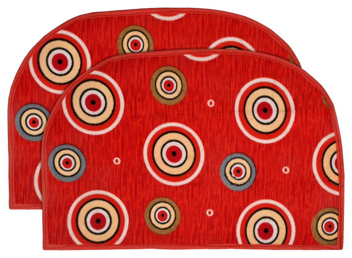 Kuber Industries D Shape Anti-Slip Durable Rubber Door Mat, Welcome Mat for Entryway,Patio,Garage, Outdoor, 21"x14" (Red)-HS40KUBMART23965