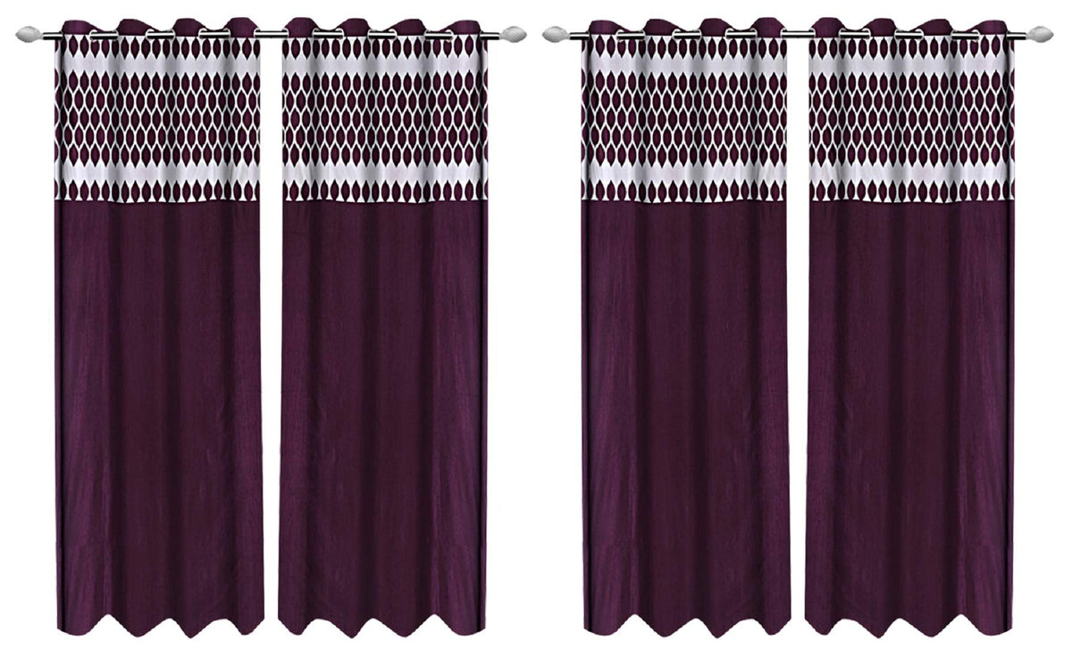 Kuber Industries Zig Zag Design 6 Pieces Polyester Eyelet Door Curtain 7 Feet (Pink)-CTKTC030261