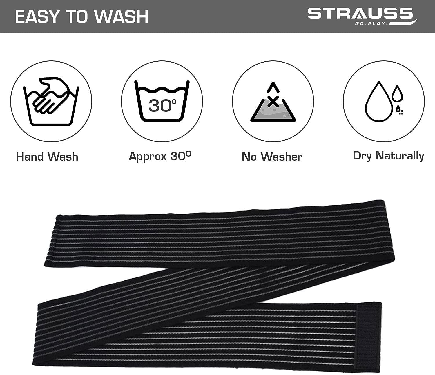 STRAUSS Elastic Knee Compression Bandage Wraps Support Black (Pack of –  GlobalBees Shop