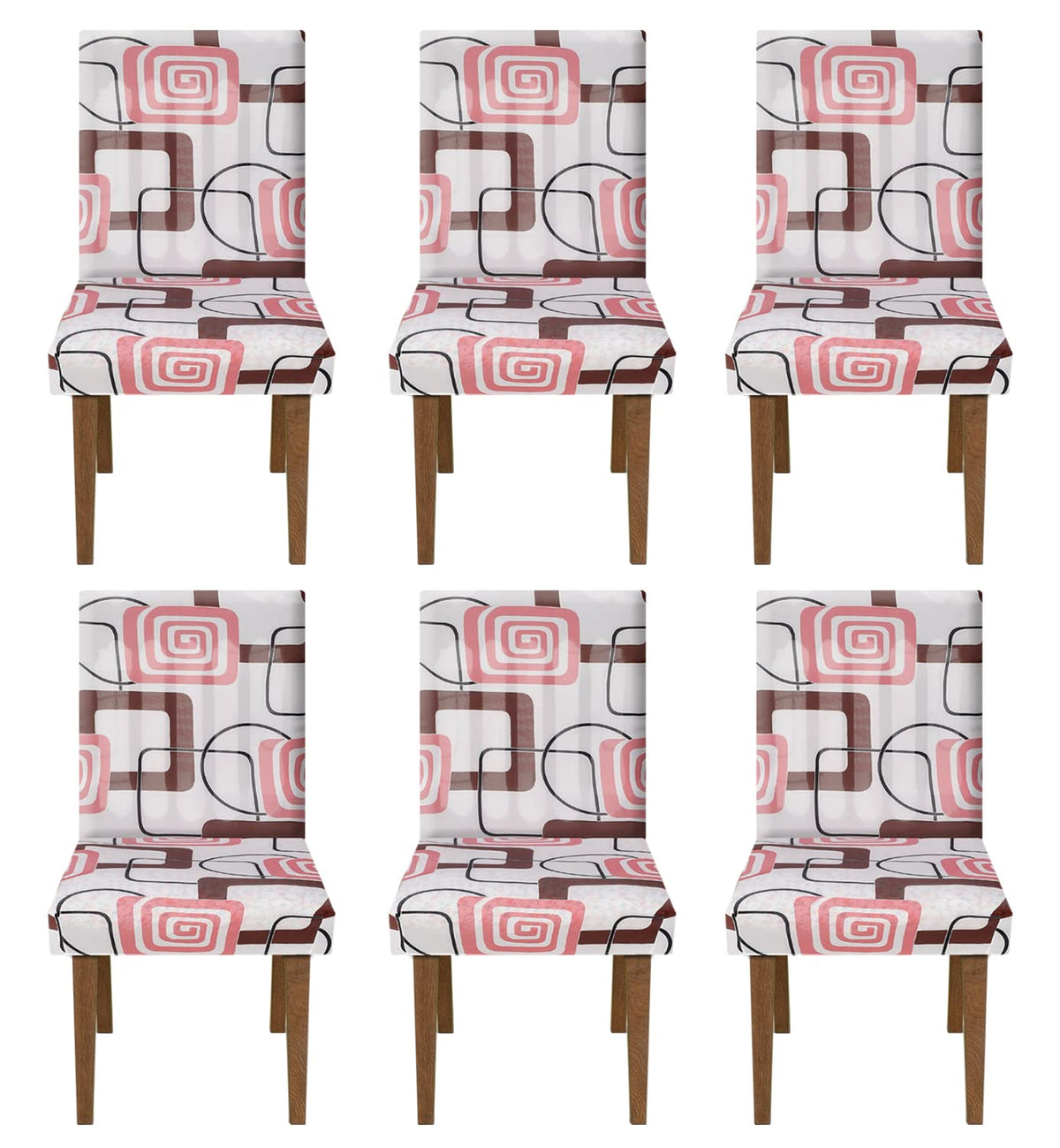 Kuber Industries Square Printed Elastic Stretchable Polyster Chair Cover for Home, Office, Hotels, Wedding Banquet- Pack of 6 (White)-50KM0901,Standard