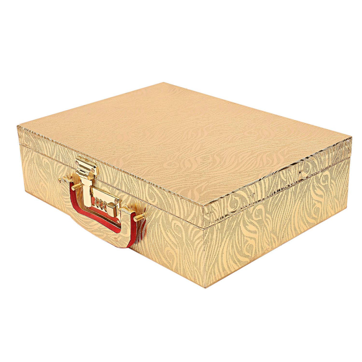 Kuber Industries Wooden Three Rod Bangle Storage Box (Gold),CTKTLUG842