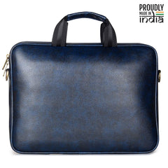The Clownfish Biz Faux Leather 14 inch Laptop Messenger Bag Briefcase (Blue)