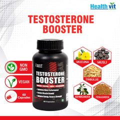 Healthvit Fitness Testosterone Booster Supplement and Boost Men Muscle Growth and Energy - Pack of 60 Capsules
