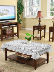 Kuber Industries Argyle Printed Cotton 4 Seater Center Table Cover,40"x60" (White)-44KM025 Pack of 1