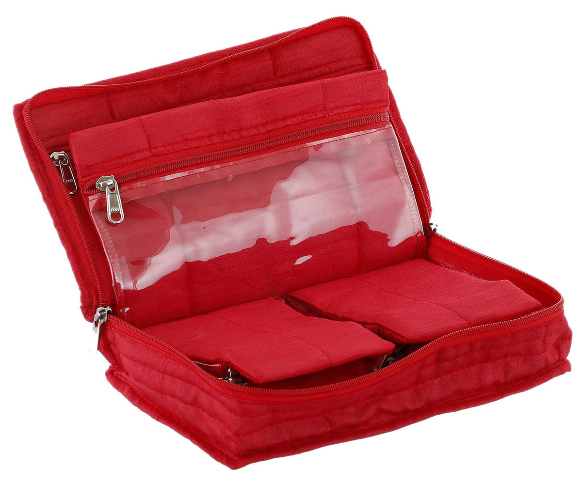 Kuber Industries Embroidery Design Cotton Jewellery Kit|Red