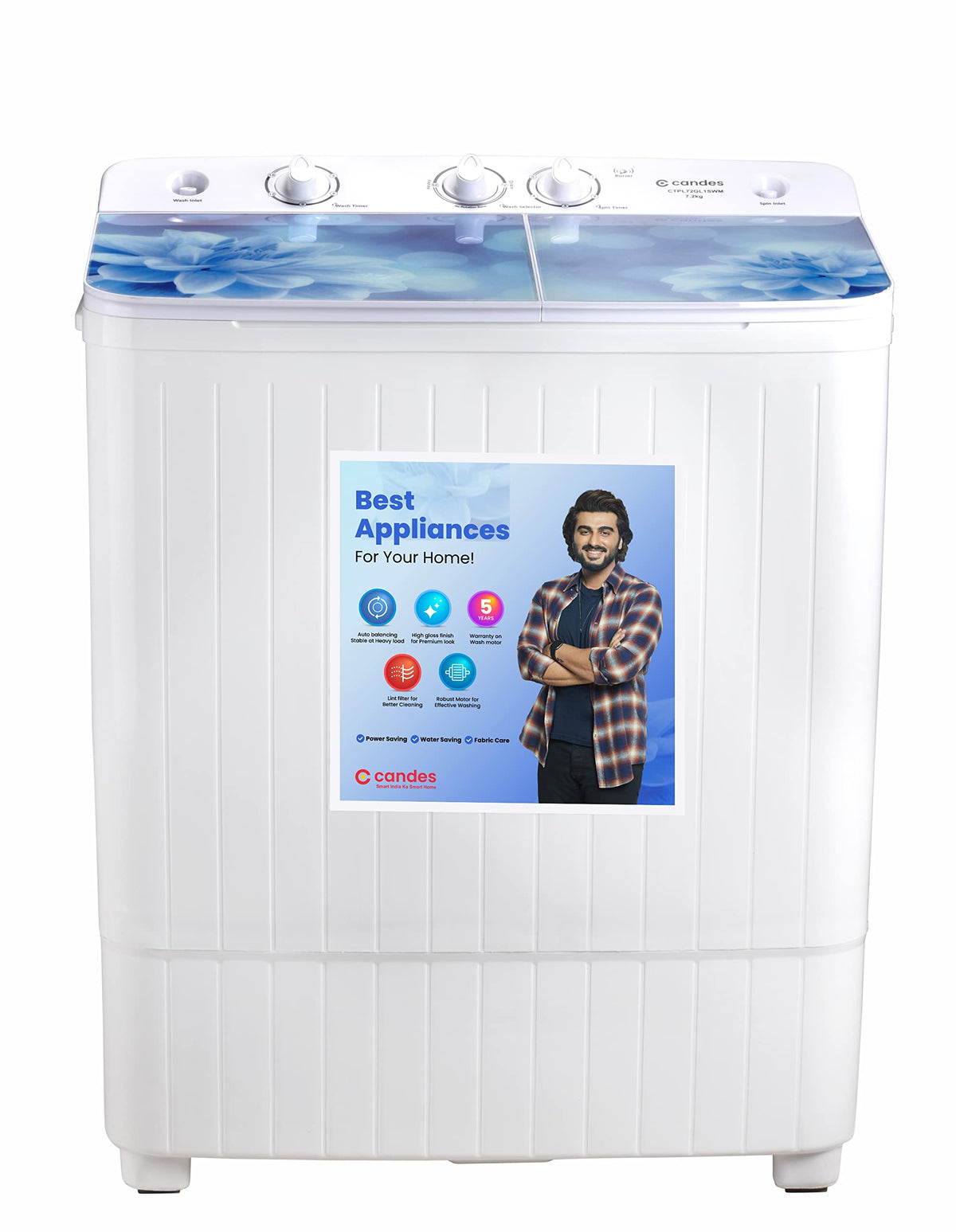 Candes Washing machine Variation (7.2 Kg, Blue & White)