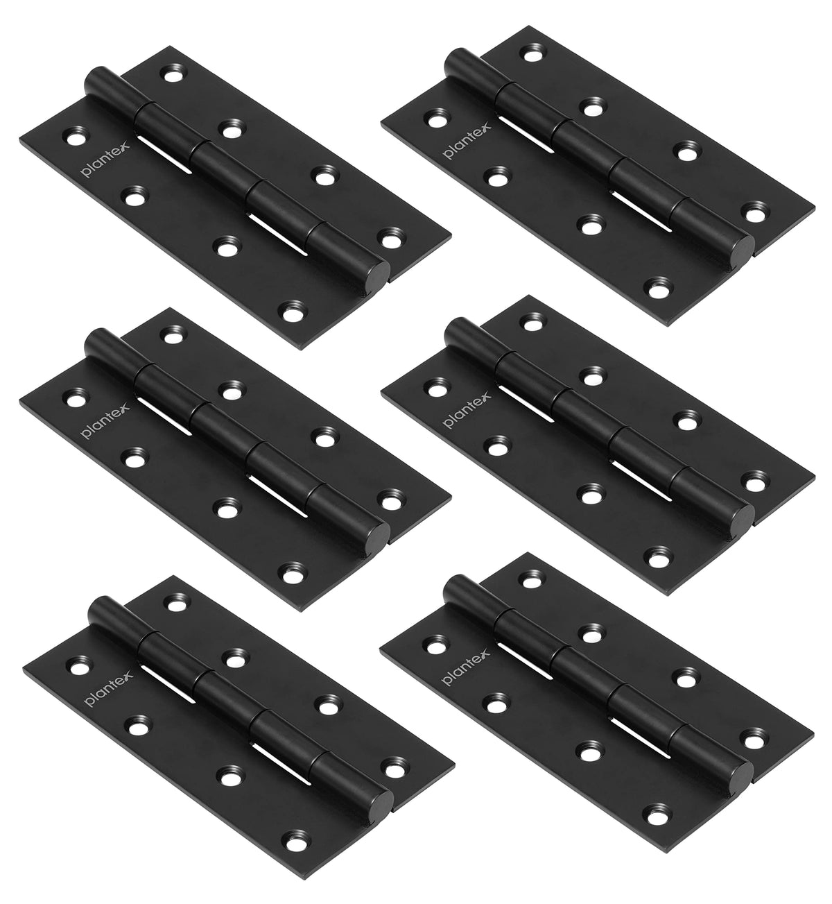 Plantex Heavy Duty Stainless Steel Door Butt Hinges 5 inch x 12 Gauge/2.5 mm Thickness Home/Office/Hotel for Main Door/Bedroom/Kitchen/Bathroom - Pack of 6 (Black)