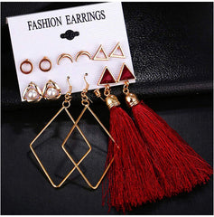 Yellow Chimes Combo of Six Pairs Assorted Multiple Stud Pearl Tassel Studs Earrings For Women And Girl's