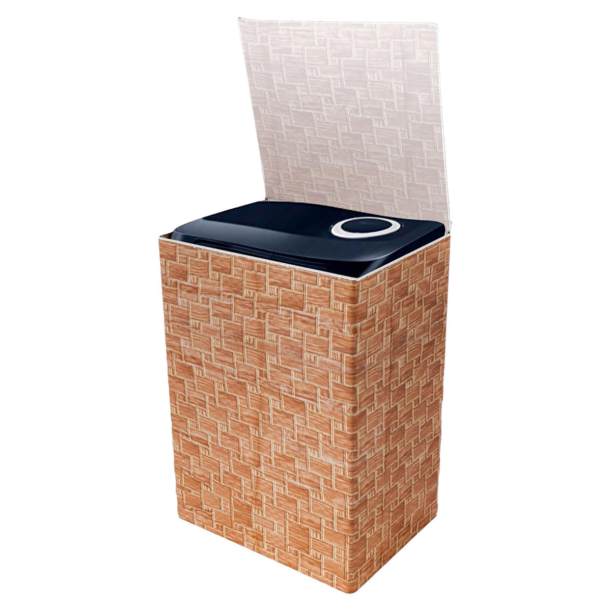 Kuber Industries Washing Machine Cover | Brick New Check Design Washing Machine Cover | PVC Top Load Semi-Automatic Washing Machine Cover | Golden