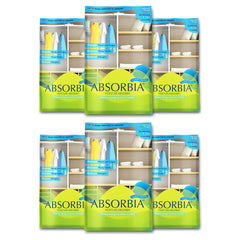 Absorbia Moisture Absorber| Absorbia Hanging Pouch - Season Pack of 6 (440 gms X 6 Pouches) | Absorption Capacity 1000ml Each | Dehumidifier for Wardrobe, Closet & Bathroom| Fights Against Moisture, Mould, Fungus & Musty Smells