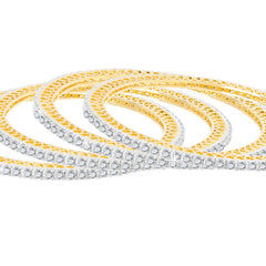 Yellow Chimes American Diamond Bangles Set for Women Gold Plated High Grade Authentic White AD Jewellery Bangles Set for Women and Girls