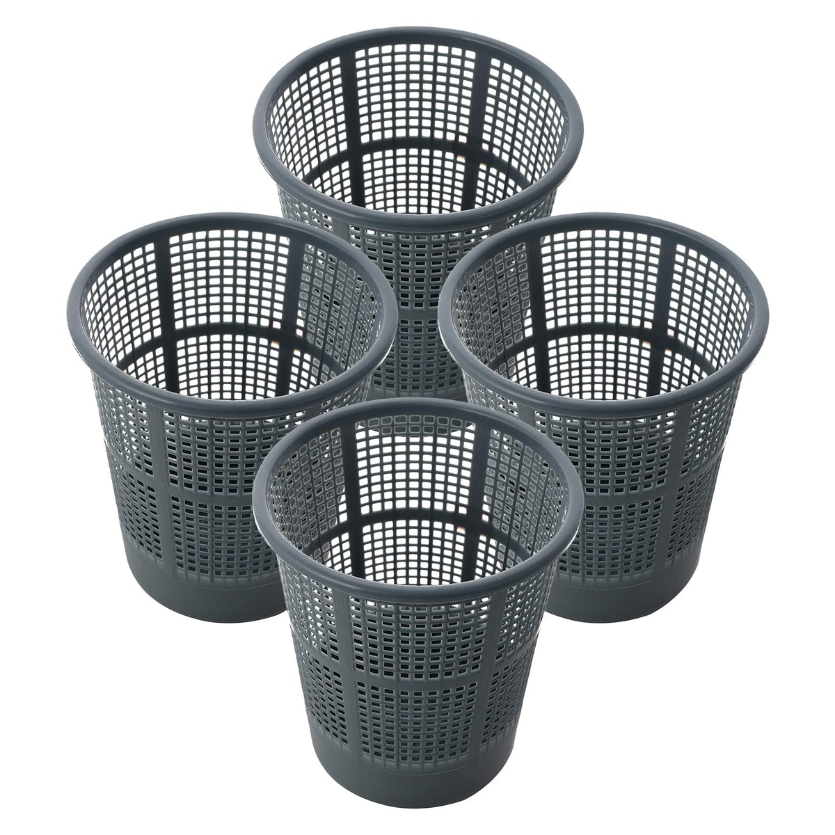 Kuber Industries Mesh Dustbin|Plastic Open Garbage Basket|Portable Round Trash Can for Kitchen|Office|College|5 Liter|Pack of 4 (Grey)