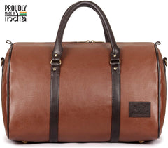 The Clownfish Browny 36 liters Faux Leather Travel Duffle Bag Men Travel Duffel Bag Luggage Daffel Bags Air Bags Luggage Bag Travelling Bag Truffle Bags (Rust Brown)