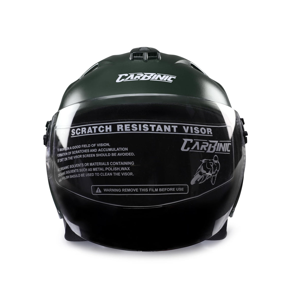 CARBINIC Dame Series Half Face Helmet for Women | ISI Certified | Clear & Scratch Resistant Visor | Lightweight & Stylish | Medium | Matt Green