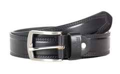 THE CLOWNFISH Men's Genuine Leather Belt with Textured/Embossed Design-Coal Black (Size-40 inches)