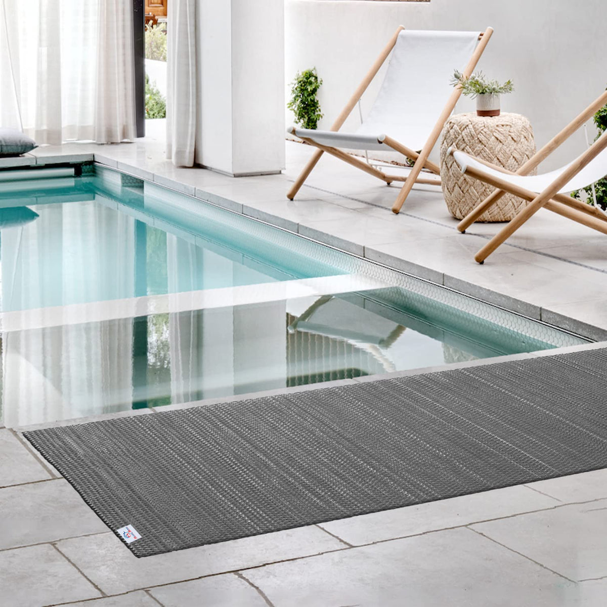 Heart Home Rubber Waterproof Anti-Skid Swimming Pool Mat|Shower Mat|Rainmat for Entrance Area,Bathroom,2 x 12 Feet (Gray)