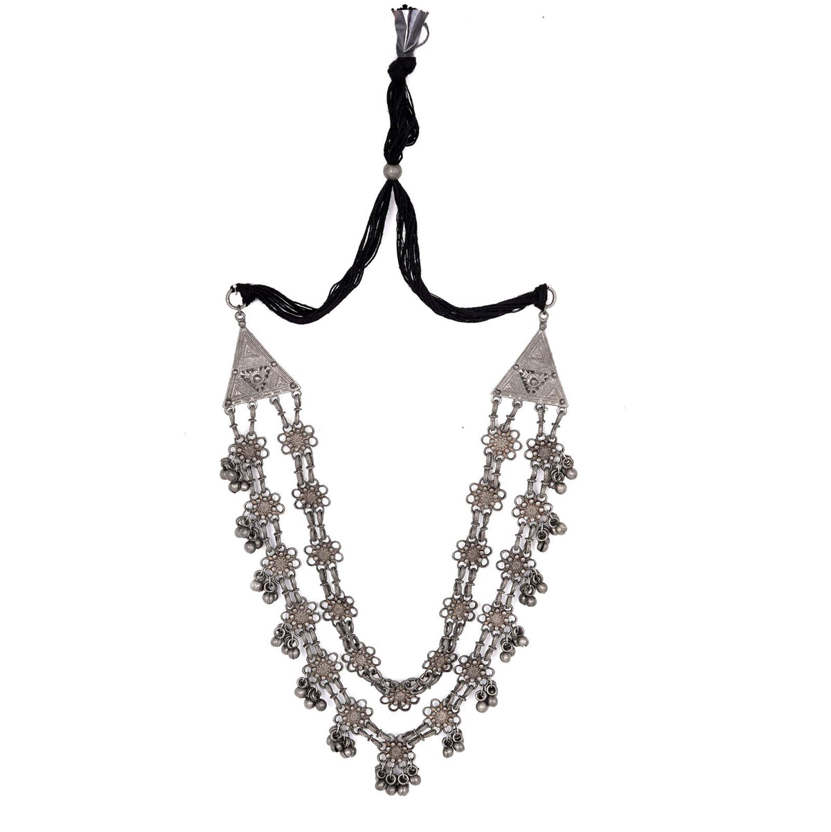 TEEJH Rua Antique Silver Polish Long Necklace For Women