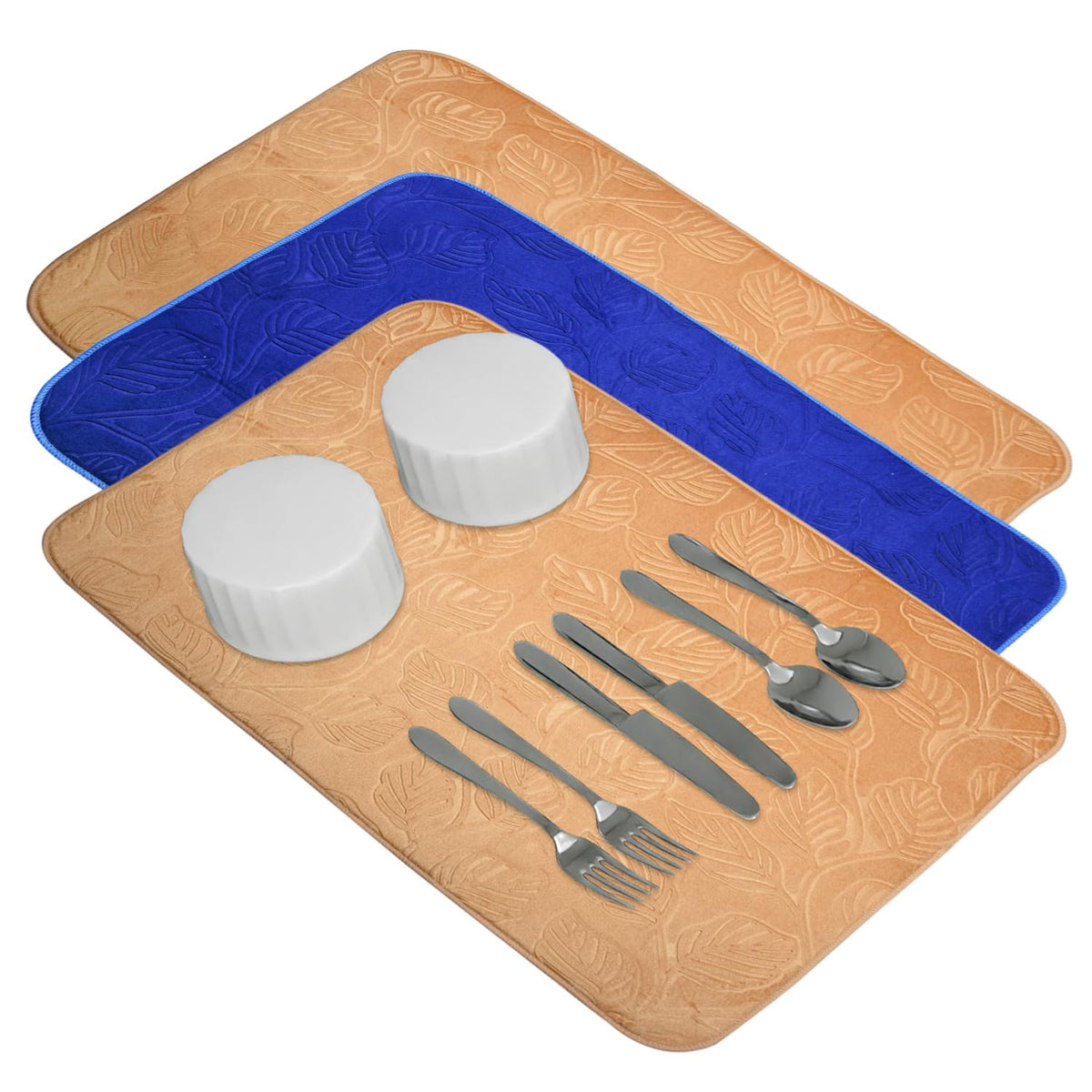 Kuber Industries Dish Dry Mat | Microfiber Self Drying Mat | Kitchen Drying Mat | Water Absorbent Kitchen Mat | Embossed Dish Dry Mat | 50x70 | Pack of 3 | Multicolor