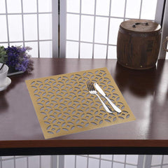 Kuber Industries PVC Soft Leather 6 Pieces Dining Table Placemat Set (Gold, CTKTC029155)