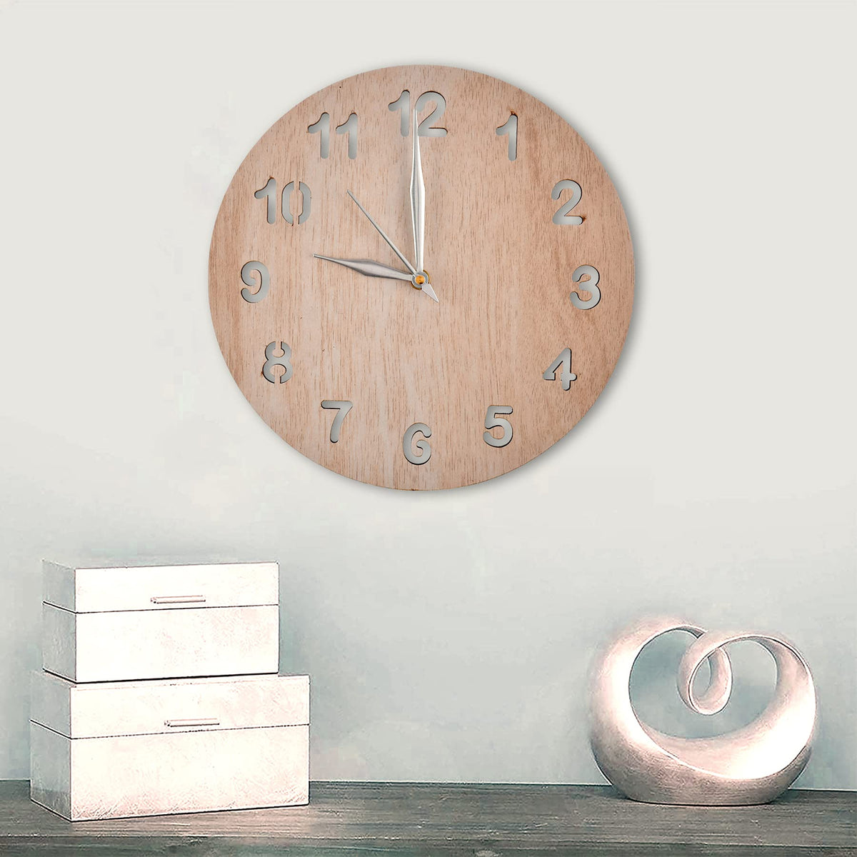 Heart Home Wooden Decorative Round Wall Clock (White), Standard, 10" HS39HEARTH022866