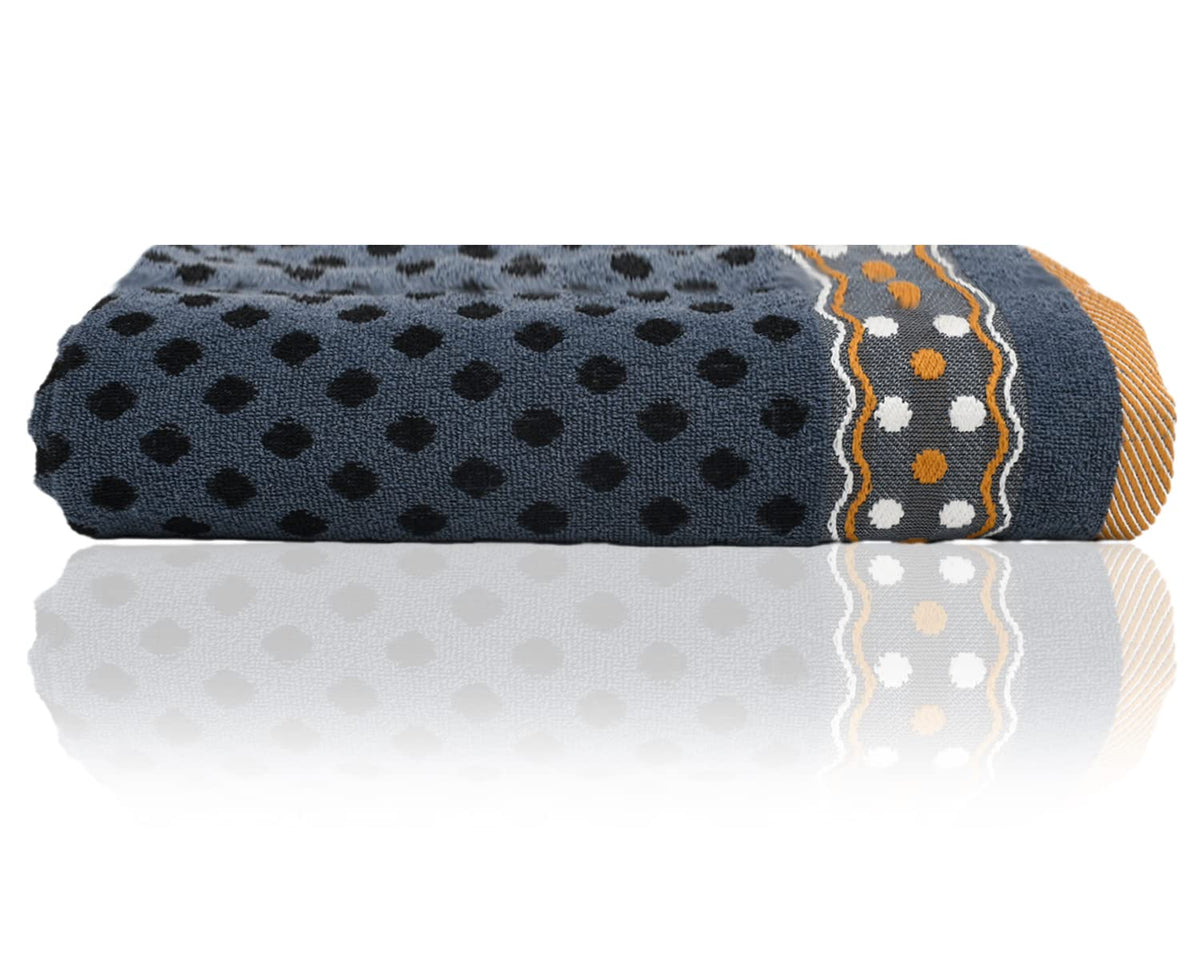 Heart Home Luxurious Dot Printed Soft Cotton Bath Towel Perfect for Daily Use, 30"x60" (Blue)-50HH01789