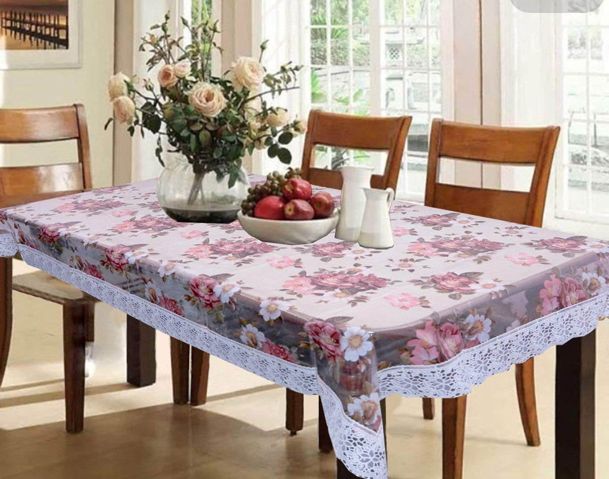 Kuber Industries PVC 6 Seater Transparent Dining Table Cover - Multicolour