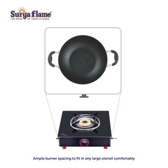 Surya Flame Smart Gas Stove, 3 Burner Glass Top, Black Body LPG Stove with 69% Thermal Efficiency - 2 Years Complete Doorstep Warranty
