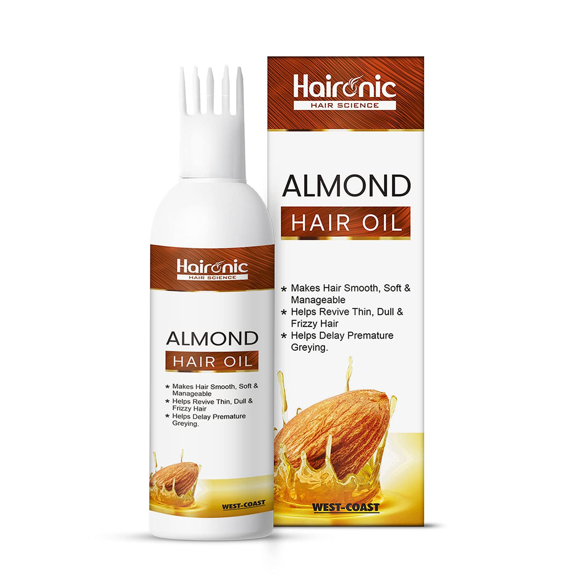 Haironic Hair Science Almond Hair Oil | Makes Hair Smooth, Soft & Manageable, Helps Revive Thin, Dull & Frizzy Hair | Suitable For All Hair Types - 100ml (Pack of 3)