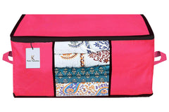 Kuber Industries Underbed Storage Bag, Storage Organiser, Blanket Cover Set of 2 - Ivory, Pink Extra Large Size-CTKTC23835, Standard