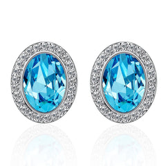 Yellow Chimes Crystals from Swarovski Glamorous Blue Hues Oval Earrings for Women and Girls