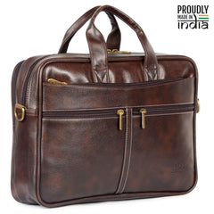 THE CLOWNFISH Faux Leather 15.6 inch Laptop Messenger and Sling Bag Laptop Briefcase (Dark Brown)