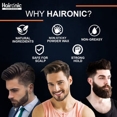 Haironic Hair Volumizing Powder Wax For Men | Strong Hold With Matte Finish Hair Styling | All Natural Hair Styling Powder | For All Hair types - 10gm