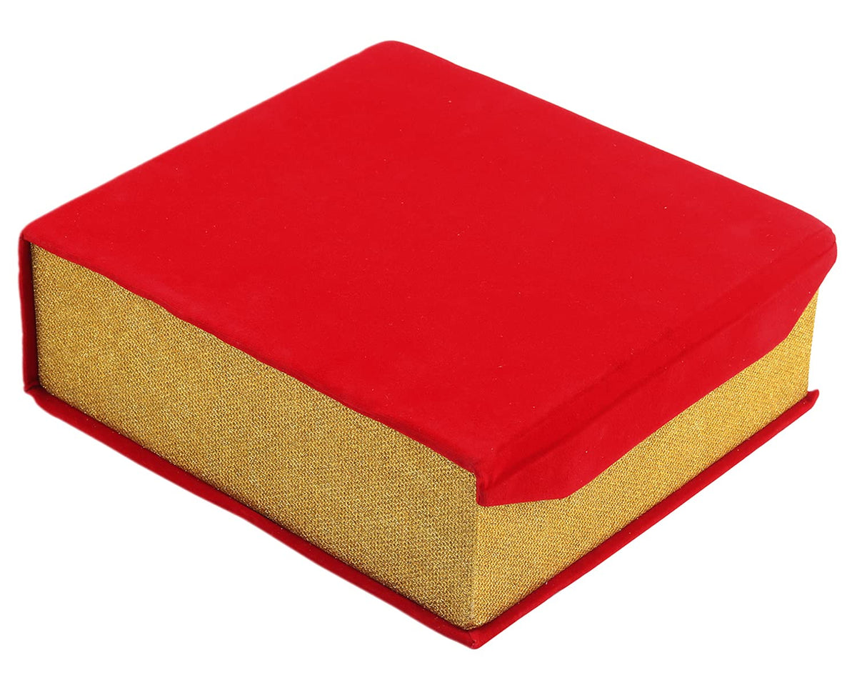 Kuber Industries Wooden Golden Glitter Laminated 3 Rod Bangle Box |Jewellery Box With Removable Rod And 2 Magnetic Buckle (Red)