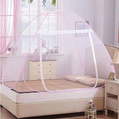 Kuber Industries Mosquito Net for Double Bed|Easily Foldable Machardani|Nylon Strong Net|King Queen Size & Corrosion Resistant|Size 200 x 200 x 145 CM (Pink)-46KM0459, Standard