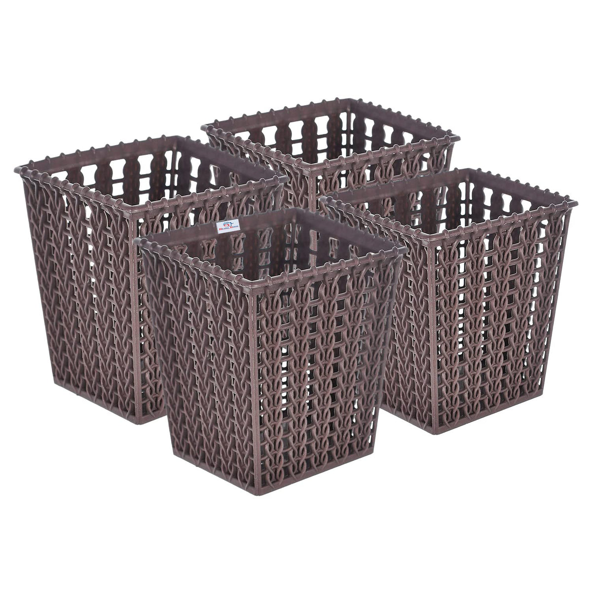 Heart Home Pen or Pencil Holder|M5 Plastic Storage Organizer|Square Cutlery Holder|Stationery Holder for Office & Home|Pack of 4 (Brown)