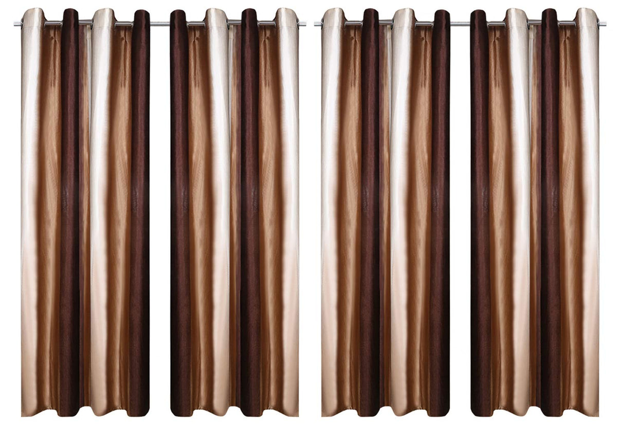 Kuber Industries Polyester 4 Pieces 7 Feet Eyelet Door Curtain (Brown) - Ctktc029554