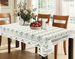 Kuber Industries Circle Design Cotton 6 Seater Dining Table Cover - Cream - CTKTC022310