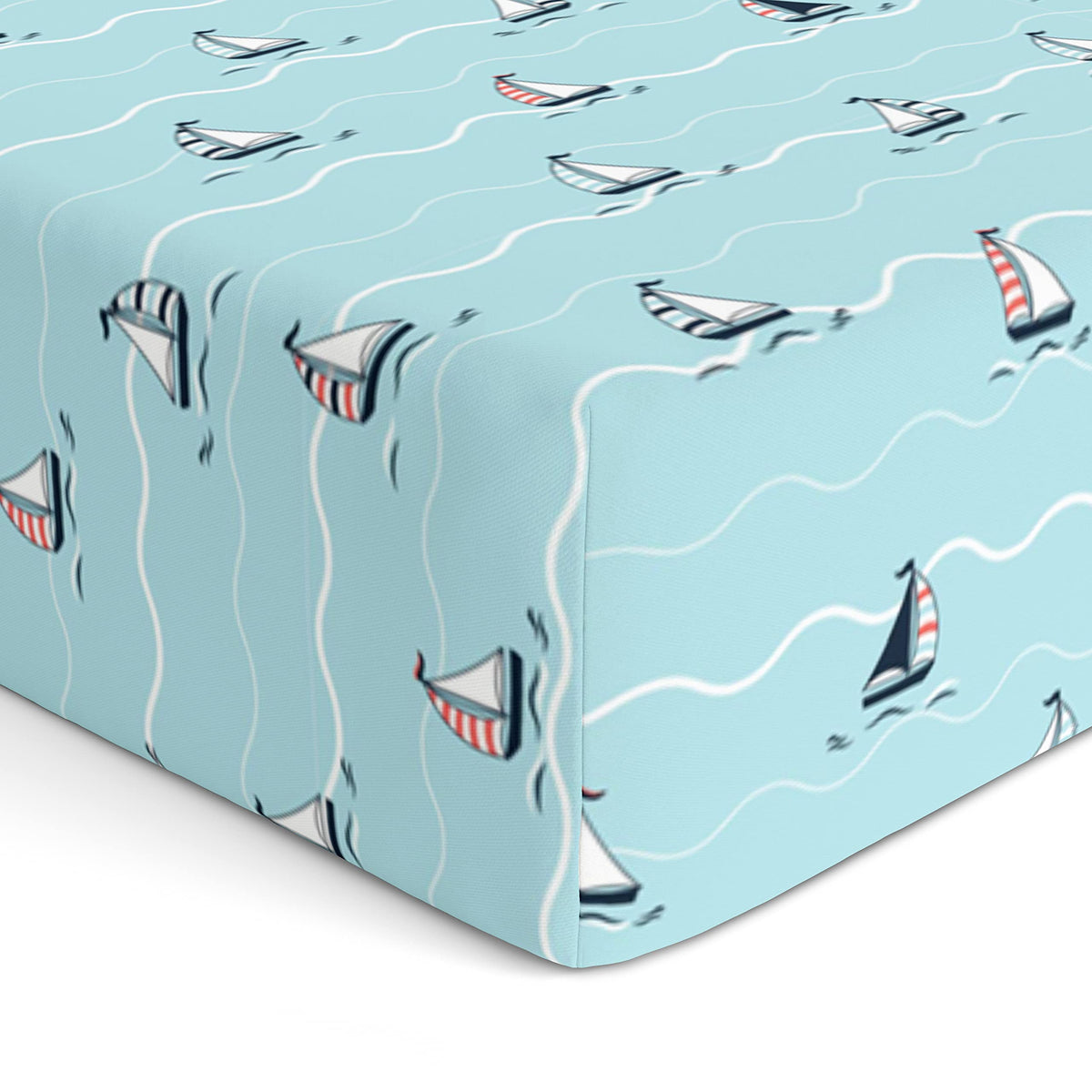 The White Cradle Pure Organic Cotton Fitted Cot Sheet for Baby Crib 52"x28" - Super Soft, Smooth, Absorbent, Twill Fabric for Infants, Newborns, Babies, Toddlers - Yacht Blotch