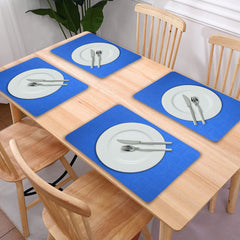 Kuber Industries Square Design PVC Table Placemat for Home, Hotels, Set of 6 (Blue)
