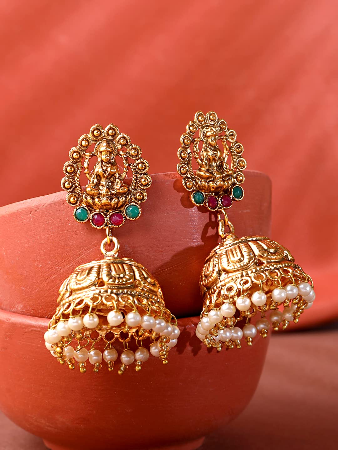 Flipkart.com - Buy RUBI COLLECTIONS Rubi Collections Golden (White) Dome  Shaped Jhumkas Earrings Alloy, Brass Jhumki Earring Online at Best Prices  in India