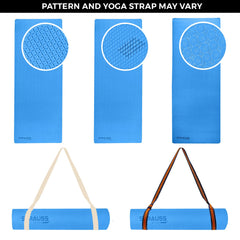 Strauss Anti Skid TPE Yoga Mat with Carry Strap, 4mm, (Sky Blue)