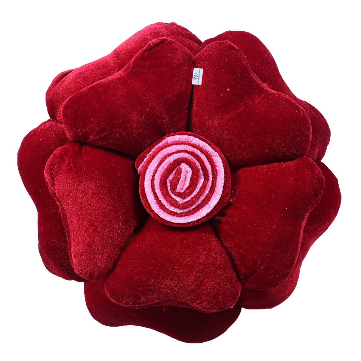 Heart Home Rose Flower Shaped Pair Cushion|Soft & Decorative Cushions for Living Room Bed,Sofa,Seating Area,13 Inch,(Red)